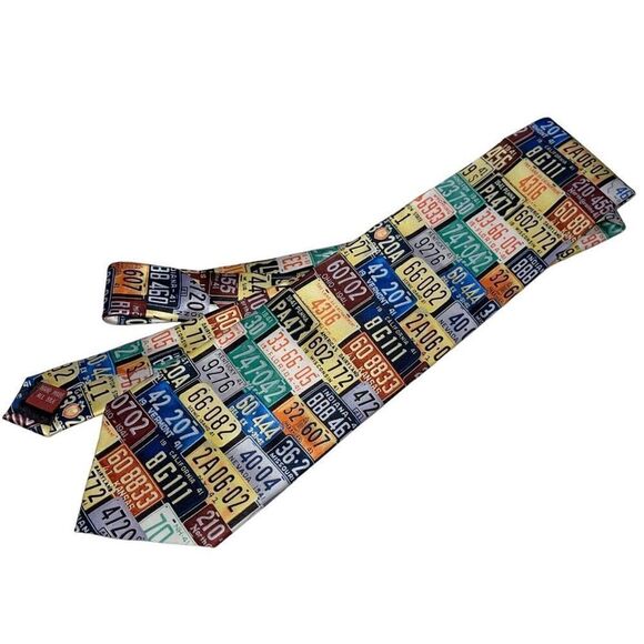 The Saturday Evening Post License Plates Tie - #3742 - Silk - Picture 1 of 6